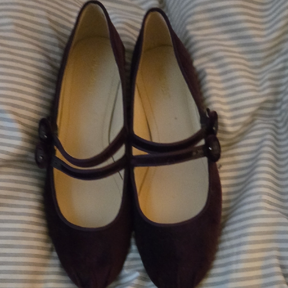 Nine West Burgundy Velvet Flats 9 LIKE NEW